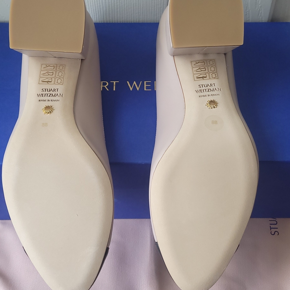 Stuart Weitzman Women's Black and Cream Cap-Toe Heels - Picture 7 of 12
